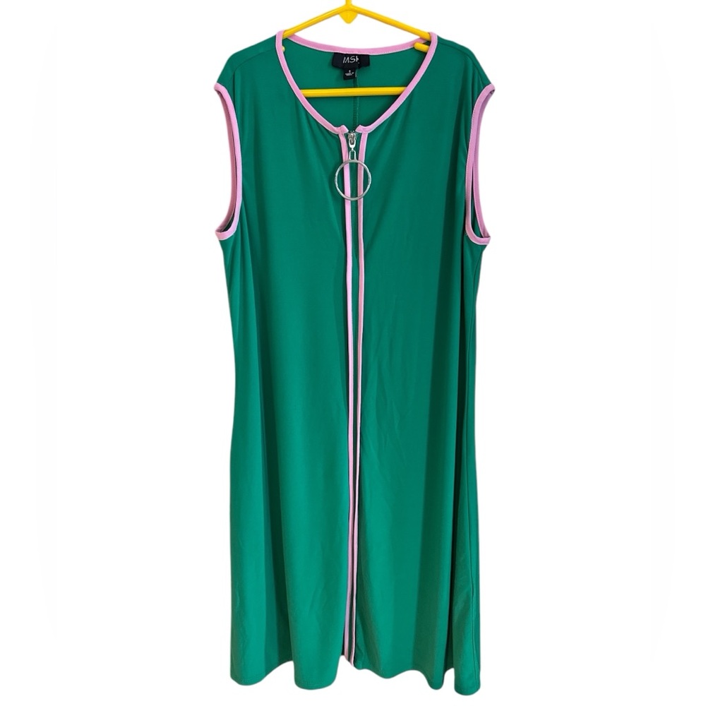 Green And Pink Dress with Zipper Detail
